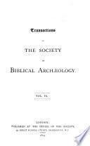 Transactions of the Society of Biblical Archæology