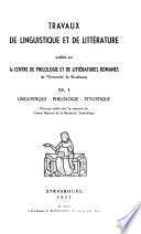 Travaux de linguistique et de littérature