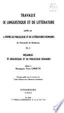 Travaux de linguistique et de littérature