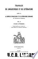 Travaux de linguistique et de littérature