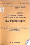 Travaux du Centre d'études et de recherches sur François Mauriac