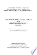 Travaux du groupe de recherche sur les écritures du moi, 1999-2001