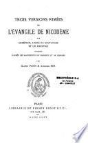 Trois versions rimées de l'Evangile de Nicodème