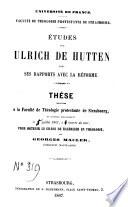 Ulrich de Hutten dans ses rapports avec la Réforme
