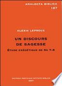 Un discours de sagesse