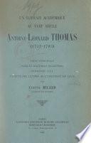 Un écrivain académique au XVIIIe siècle, Antoine Léonard Thomas (1732-1785)