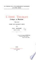 Un témoin de la vie litteraire et mondaine au XVIIIe Siècle
