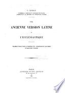 Une ancienne version latine de l'Ecclésiastique