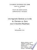 Une approche générale sur le rôle du charisme au Zaïre sous la deuxième République