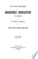 Une page d'histoire du gouvernement représentatif en Piémont