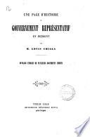 Une page d'histoire du gouvernement representatif en Piemont ouvrage enrichi de plusieurs documents inedits par Louis Chiala