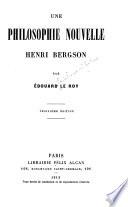 Une philosophie nouvelle, Henri Bergson