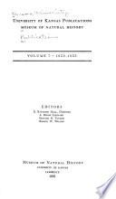 University of Kansas Publications, Museum of Natural History