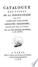 Veilingcatalogus, boeken Chr. G. Lamoignon-Malesherbes, 1 mei e.v. 1797