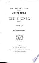 Vie et mort du génie grec (inédit), notes de Mme Edgard Quinet