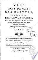 Vies des Peres, des Martyrs et des autres principaux Saints... ouvrage traduit de l'Anglois...