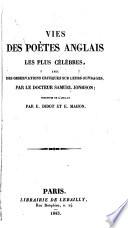 Vies des poètes anglais [a selection] tr. par E. Didot et E. Mahon
