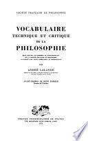 Vocabulaire technique et critique de la philosophie
