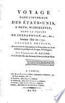 Voyage dans l'intérieur des États-Unis, à Bath, Winchester, dans la vallée de Shenandoah, etc., etc., pendant l'été de 1791