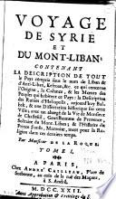 Voyage de Syrie et du Mont-Liban