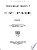 Widener Library Shelflist: French literature