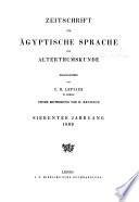 Zeitschrift Für Ägyptische Sprache und Altertumskunde